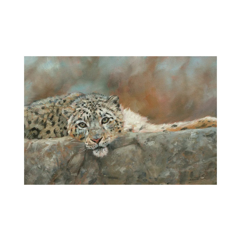 Snow Leopard Repose by David Stribbling - Wrapped Canvas Print, 152.5 cm H x 101.5 cm W