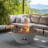 Eith 13.5" H x 30.5" W Conical Steel Outdoor Gas Propane Fire Pit Table with Lid