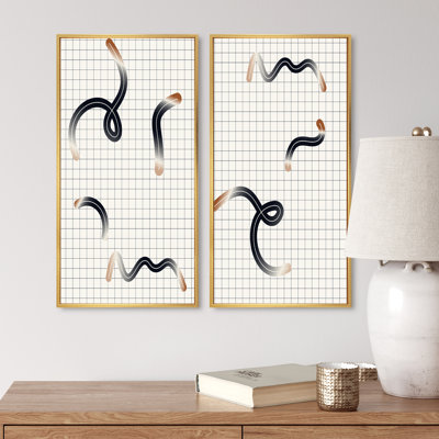 «Organic Doodles on Boho Grid I», ensemble de 2 impressions