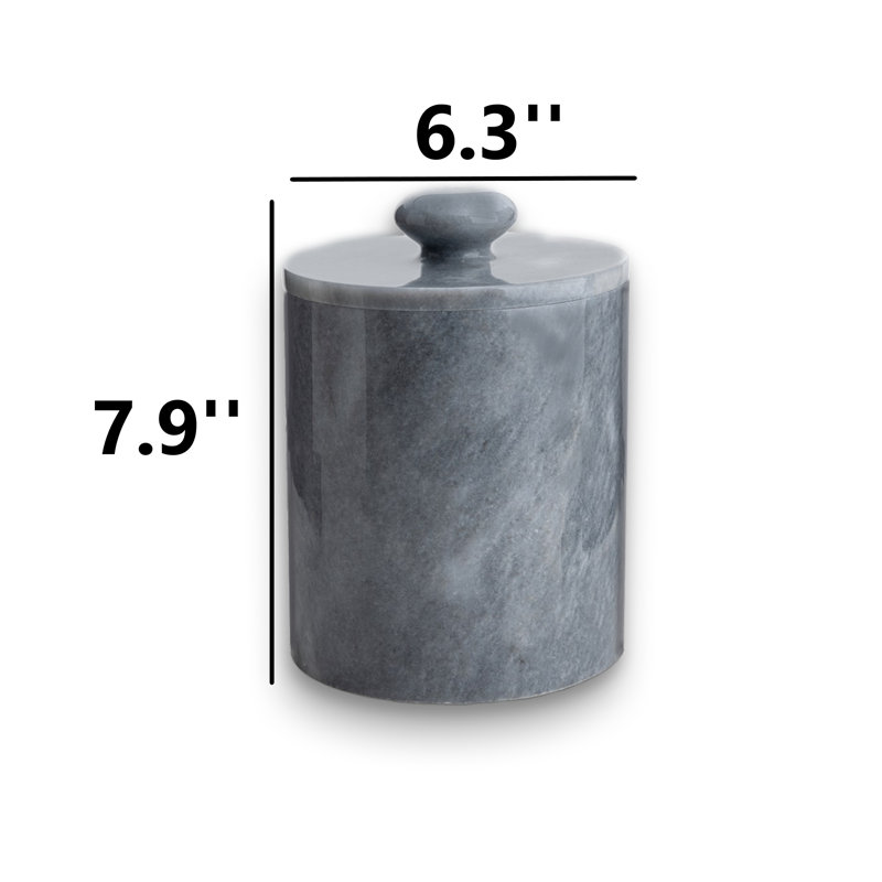 100% Marble Cylinder Bin, Gray