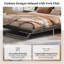 Très grand cadre de lit tapissier de taille très grand, lit plateforme en cuir d'unité centrale avec un design incurvé en forme de vague et un pied de forme trapézoïdale, sans sommier tapissier, noir-1250500188-1250500161