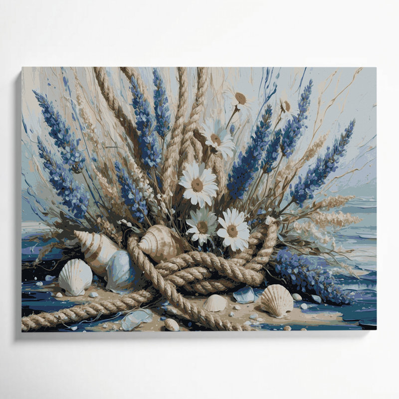 Art nautique gris sur toile, H 20 po x l 30 po