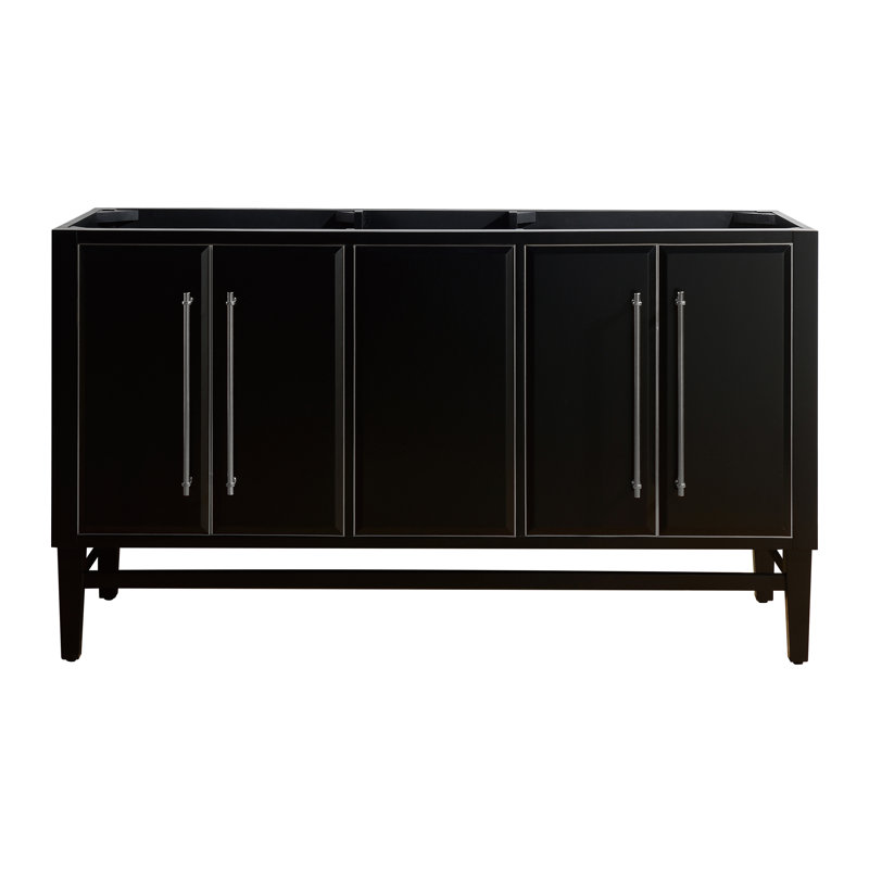 Mason 60'' W Double Bathroom Vanity Base, Black, Satin