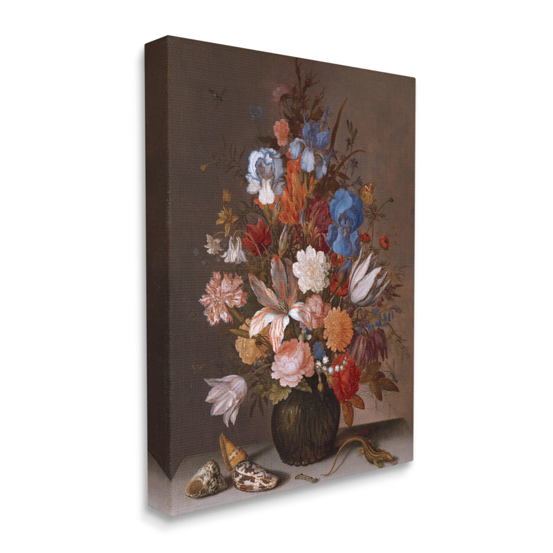 Nature morte avec des fleurs par Balthasar van der Ast - peinture sur toile tendue, H 20 po x l 16 po x P 1,5 po