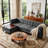 4 - Piece Upholstered Gray Tufted Corduroy Modular Sectional with Pillow Back and Removable Flip-Tray Top Storage Ottoman-1624904042