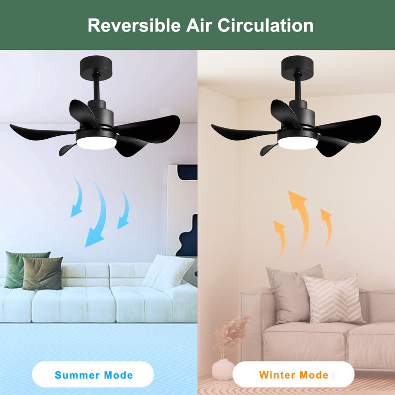28' Ceiling Fans With Lights And Remote/App Control, Low Profile Ceiling Fans With 5 Reversible Blades 3 Colours Dimmable 6 Speeds Ceiling Fan For Bedroom Kitchen