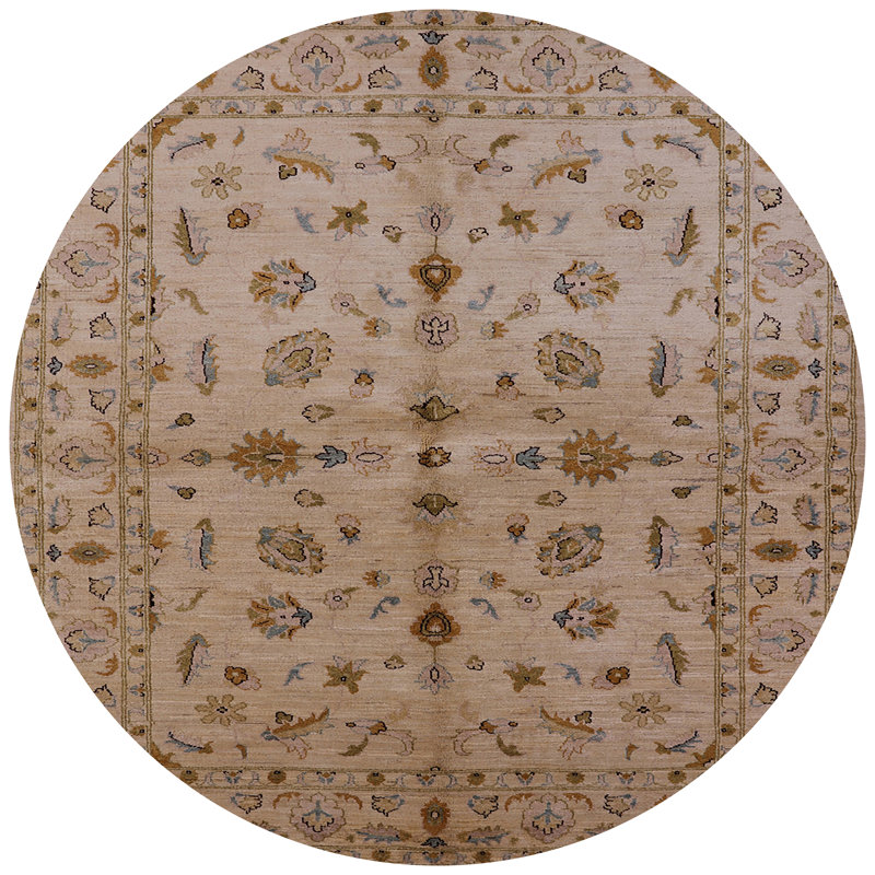 Tapis brun à motif floral Jane, Rond 8 pi