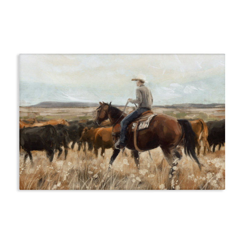Art mural sur toile Cowboy, H 16 po x l 24 po