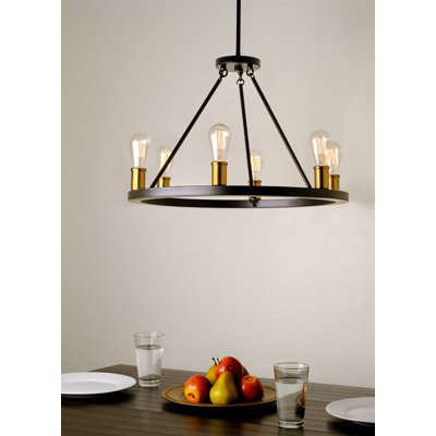 Winstead 6 - Light Dimmable Wagon Wheel Chandelier