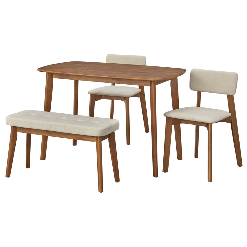 Ensemble de salle à manger en bois massif pour 4 personnes Boston, Beige