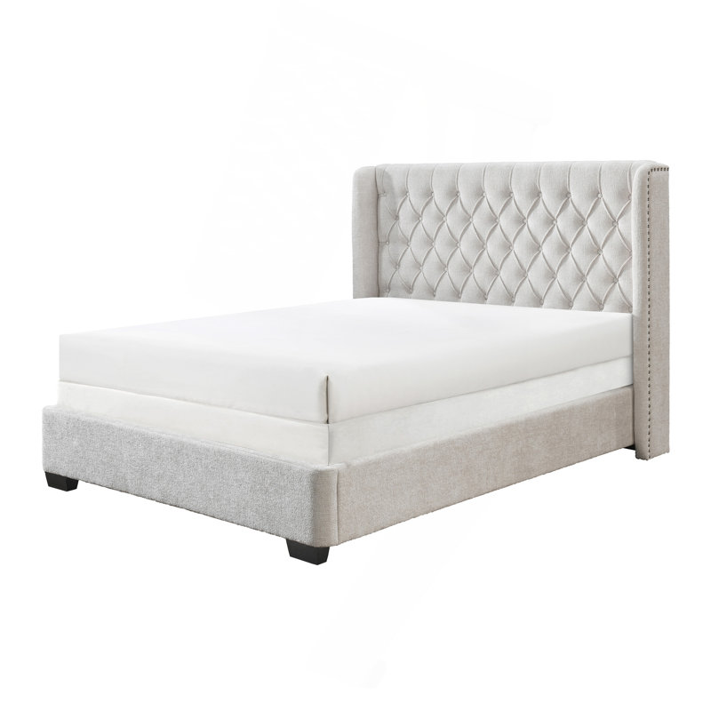 Tête de lit tapissier 1pc, Gris clair, Grand lit