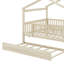 Full size wooden house bed with trundle-1443605072