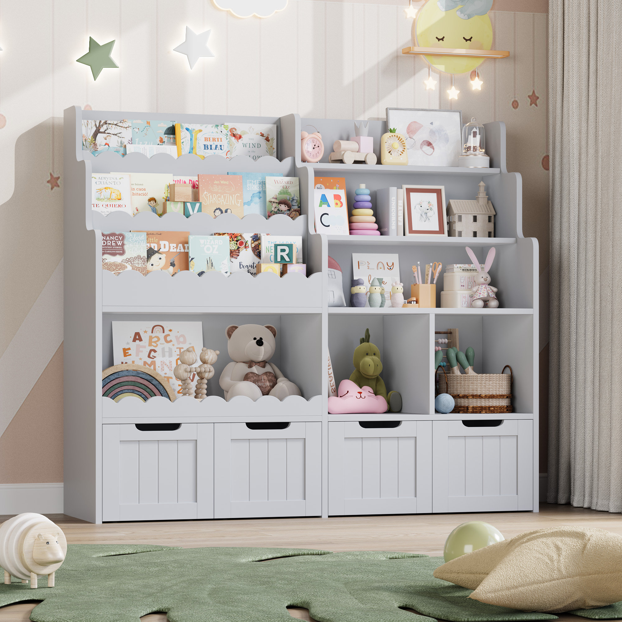 Winston Porter 47.2'' H Bookcase With 6 Storage Shelves And 4 Removable