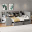 Twin Size Upholstered Daybed With Drawers, Shelves, Flip Cabinets & Side Table (Grey)
