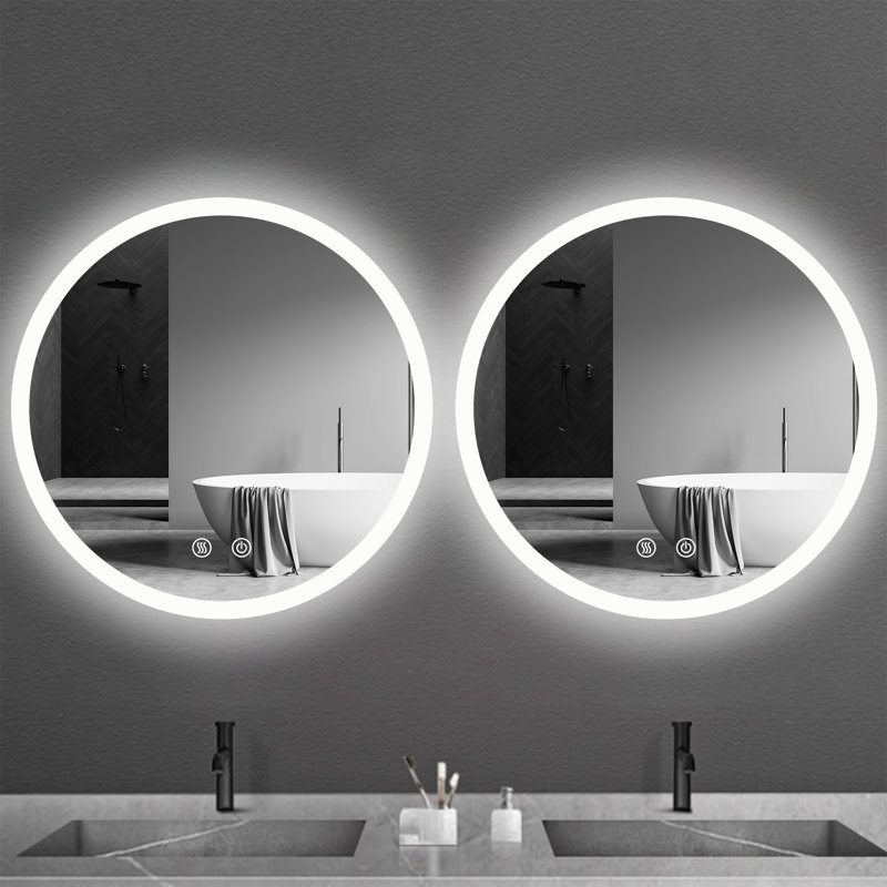 Miroir de salle de bain rond à DEL 28 po Dalles, 28 po x 28 po