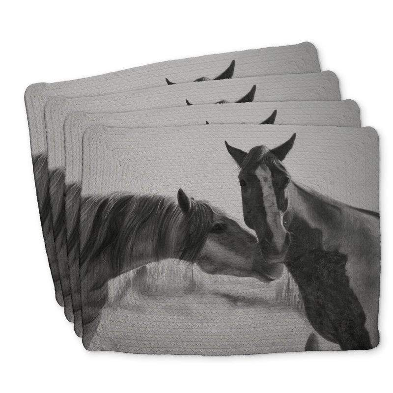 Ensemble de 4 napperons en polyester tressé - Décoration pour chevaux