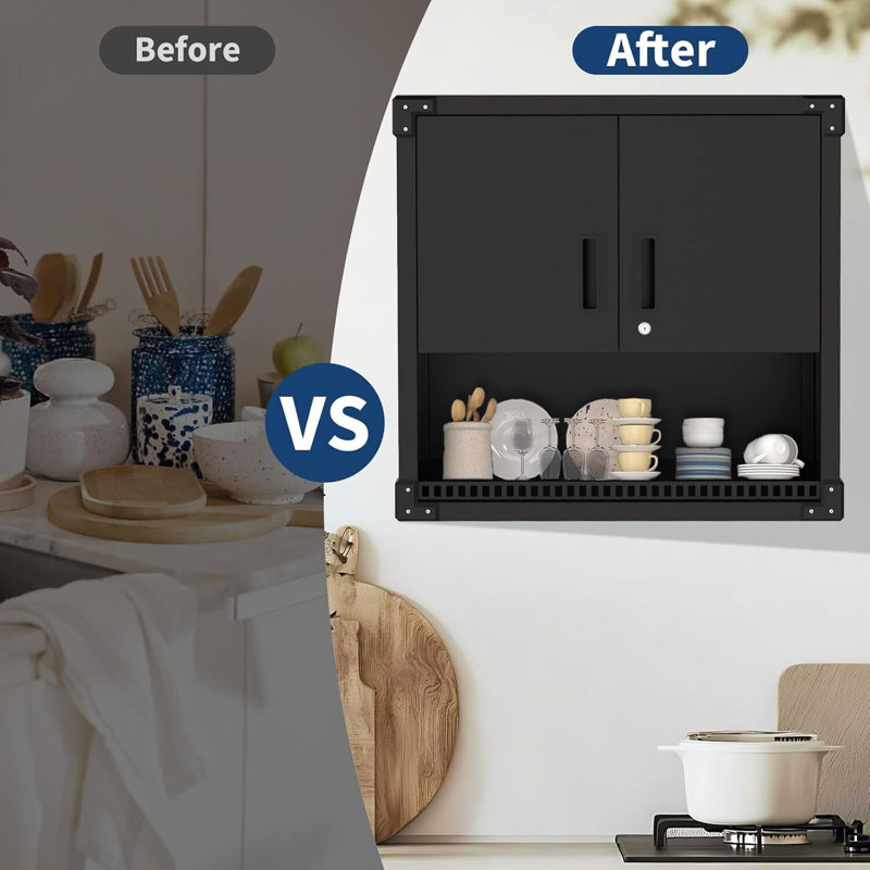 Armoire murale en acier robuste avec serrure et tablettes