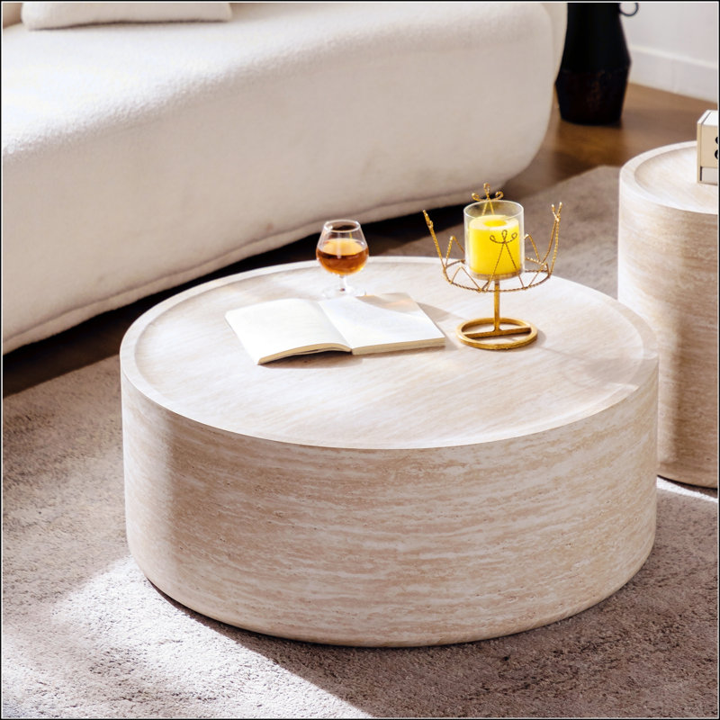 Table basse ronde de 31,5 po avec motif Mars, sans assemblage requis, parfaite pour le décor d'un salon ou d'un appartement