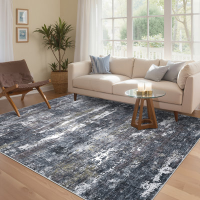 Modern Abstract Machine Washable Area Rug for Living Room, Modern Living Room Carpet with Non-Slip Backing, Soft Stain Resistant Bedroom Carpet