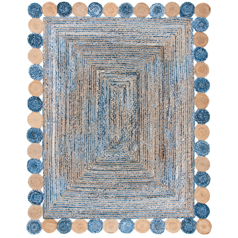 Tapis en jute de coton tissé à la main Cormier, Rectangle 8 pi x 10 pi