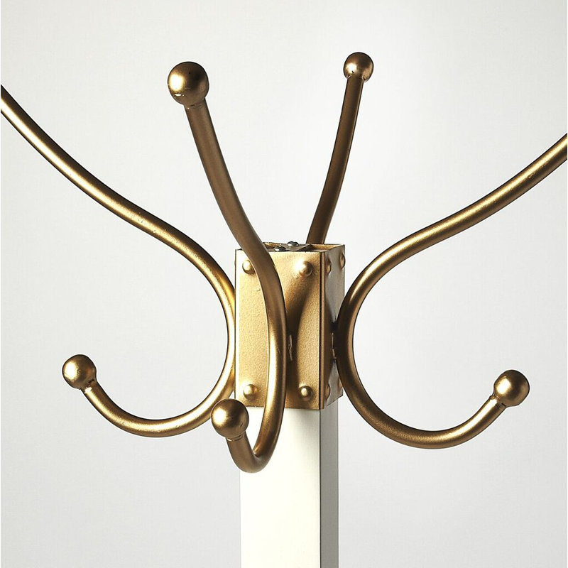Logan Square & Coat Rack/Tree, White/Gold