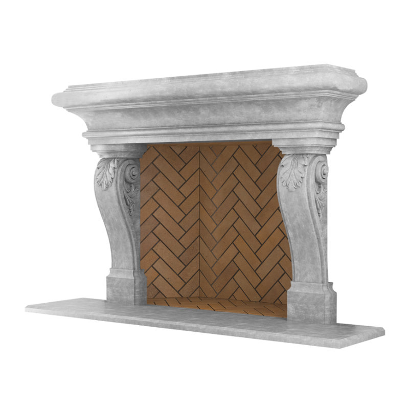 Adana Fireplace Surround, Travertine Gray