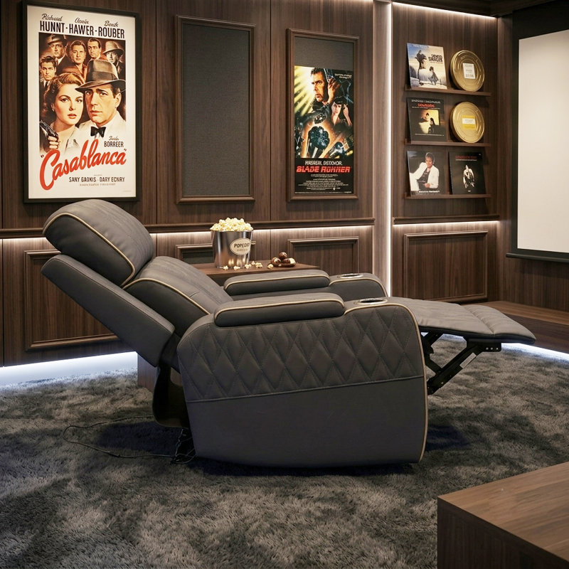 Power Recliner Sofa with Flat Sleep Function, Storage Console, USB Charging & LED Ambient Lighting