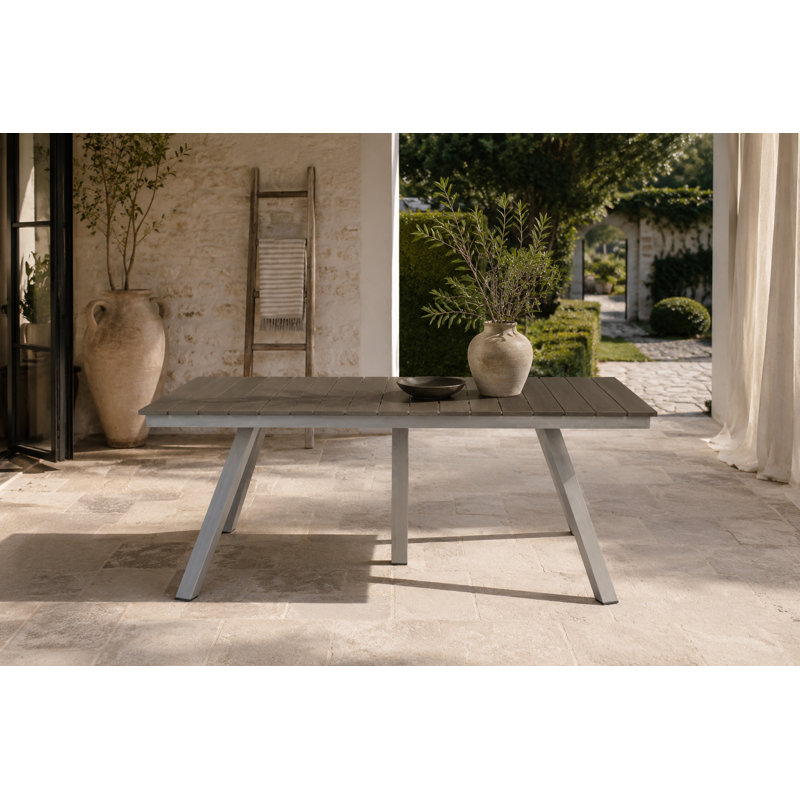 Table de salle à manger d'extérieur en aluminium Jack, Gris brossé