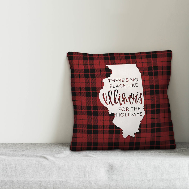  Coussin décoratif Il n'y a pas de place comme chez-soi pour les fêtes, 16 po x 1 po, Illinois