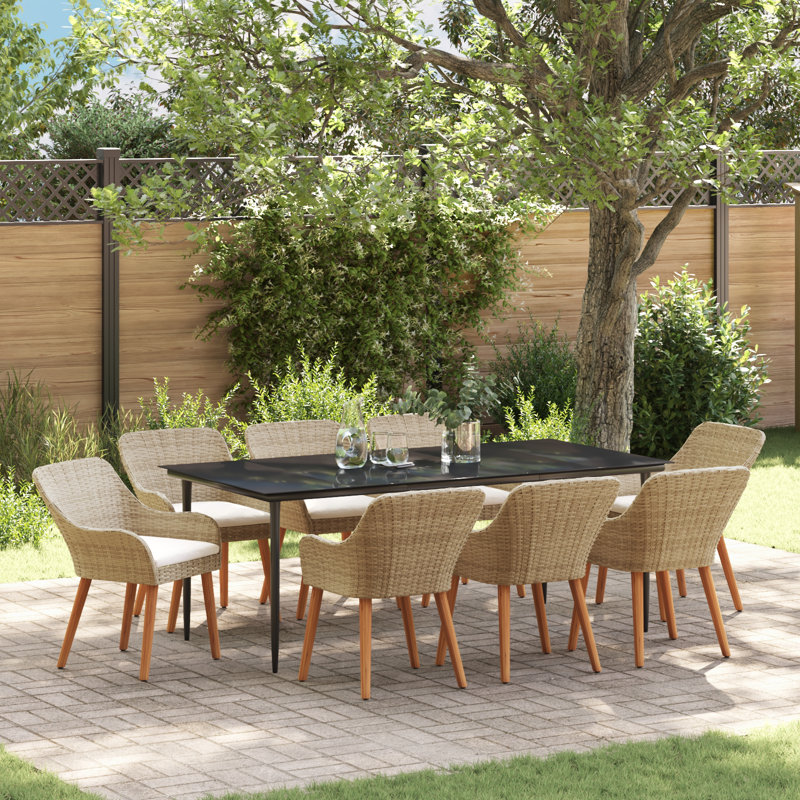 Ensemble de salle à manger de jardin avec coussin 3 pièces vidaXL, H 29,1 po x l 31,5 po x P 31,5 po, 2, Beige