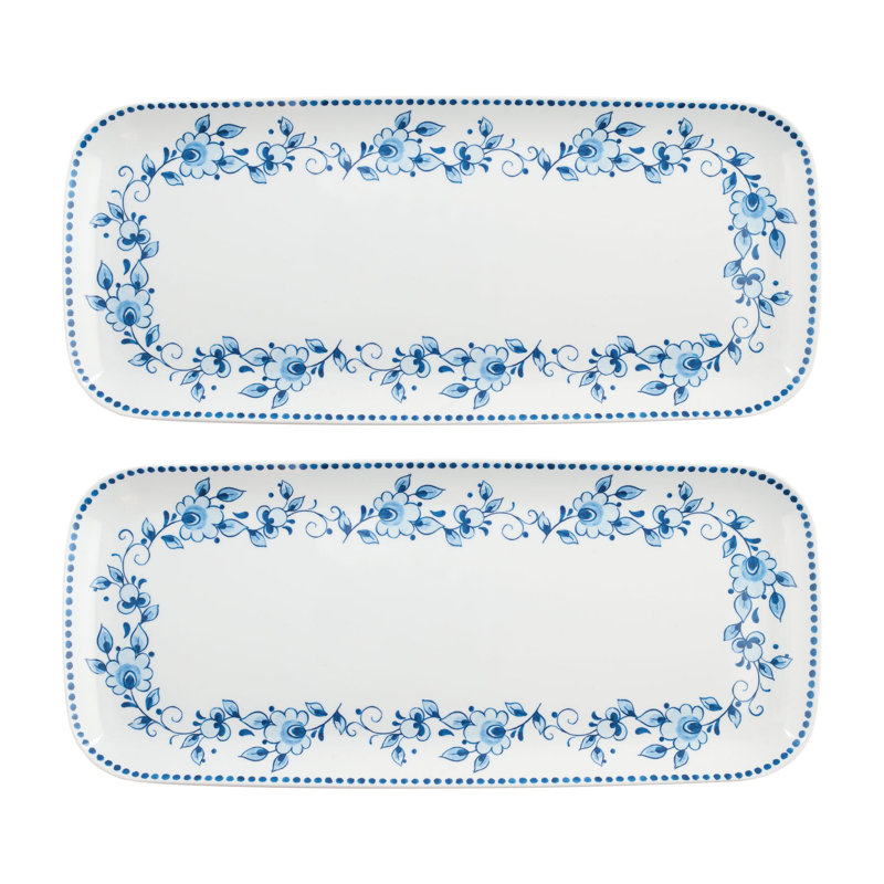 2-Piece Blue & White 15" Tray