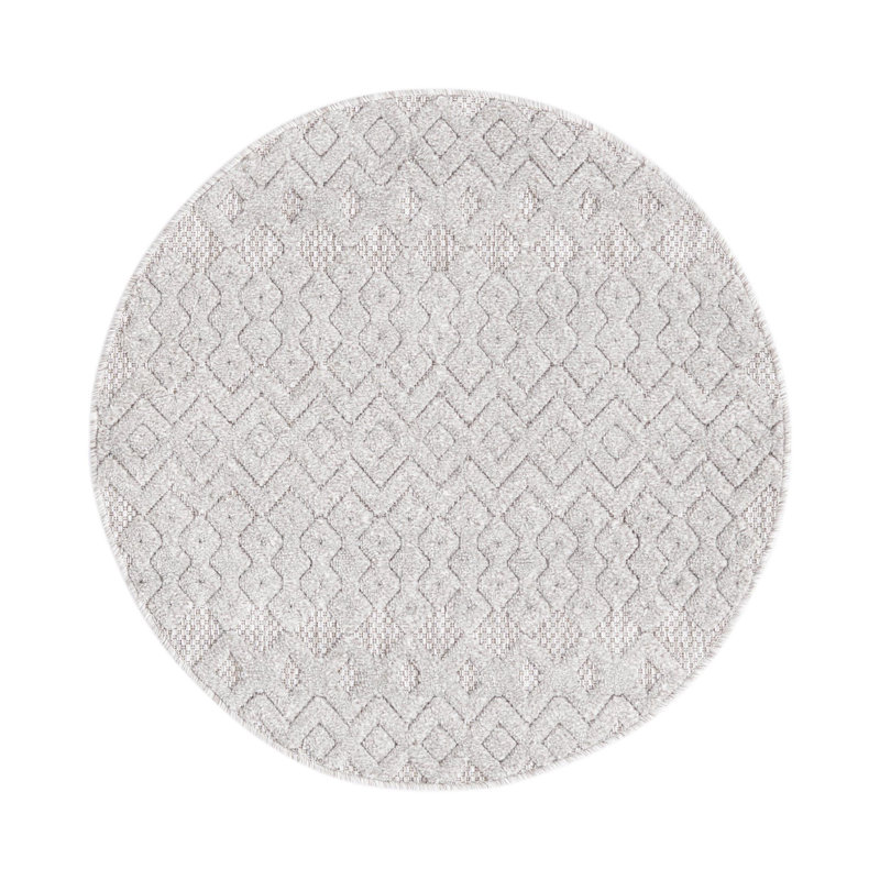 Grindle Geometric Indoor / Outdoor Rug, Round 3'