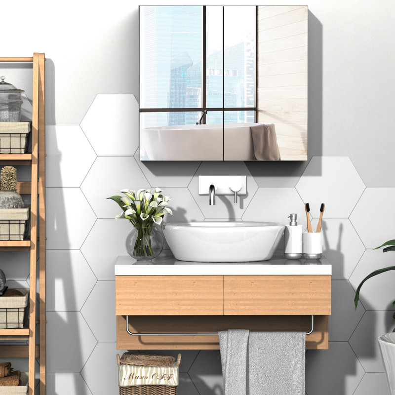 Armoire de salle de bain 24 po x 22 po, avec double porte et miroir pour correcteur