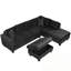 L-Shape Sectional Sofa With Storage Ottoman, 2 Pillows And Cup Holders-1618409987