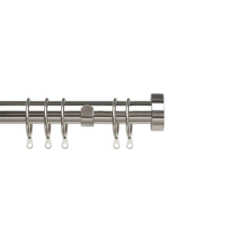 Noriana Adjustable Single Curtain Pole, 170cm x 300cm, Satin Silver