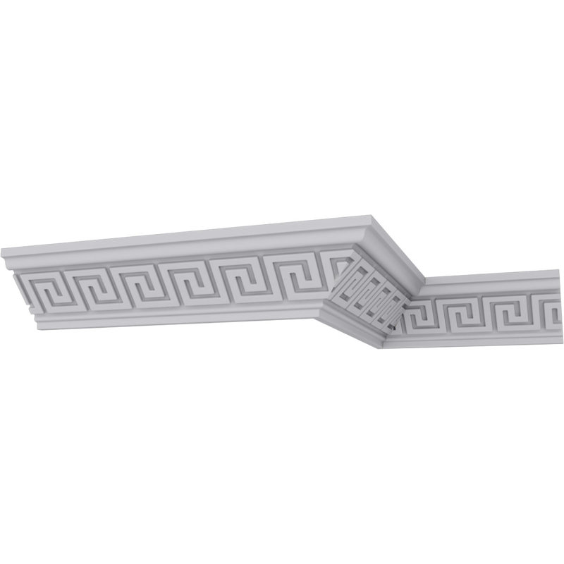 Eris White Urethane Crown Moulding with Greek Key Design