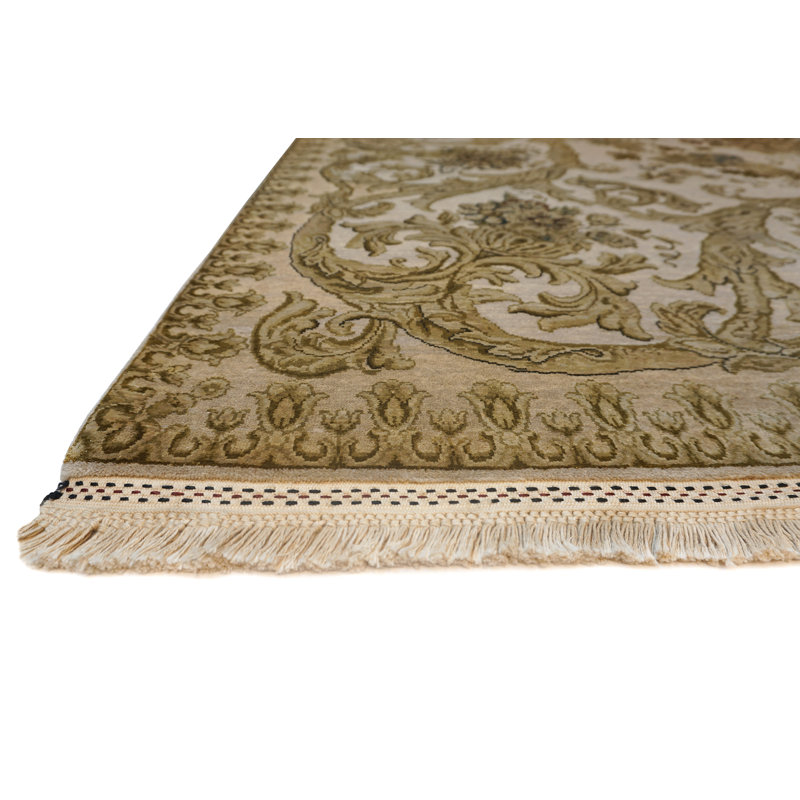 Extravagance Hand Knotted Area Rug in Ivory, Rectangle 9' x 12'