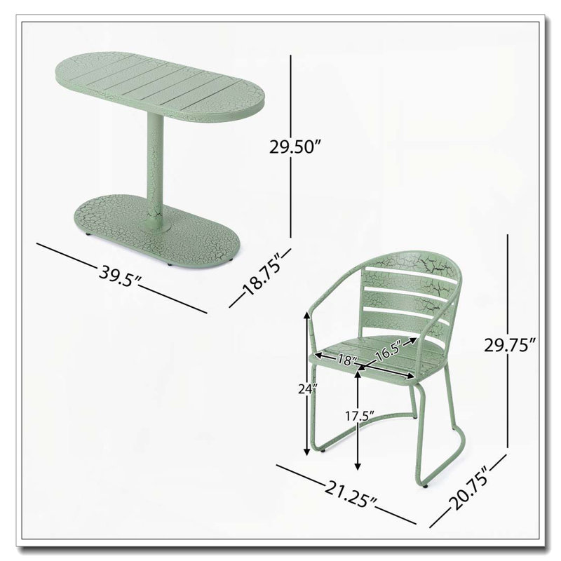 Ensemble de patio 3 pièces, Vert