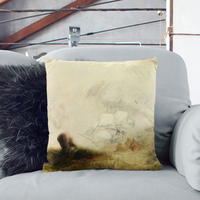 The Whale Ship Scatter Cushion with Filling, Stone, 40cm H x 40cm W x 15cm D