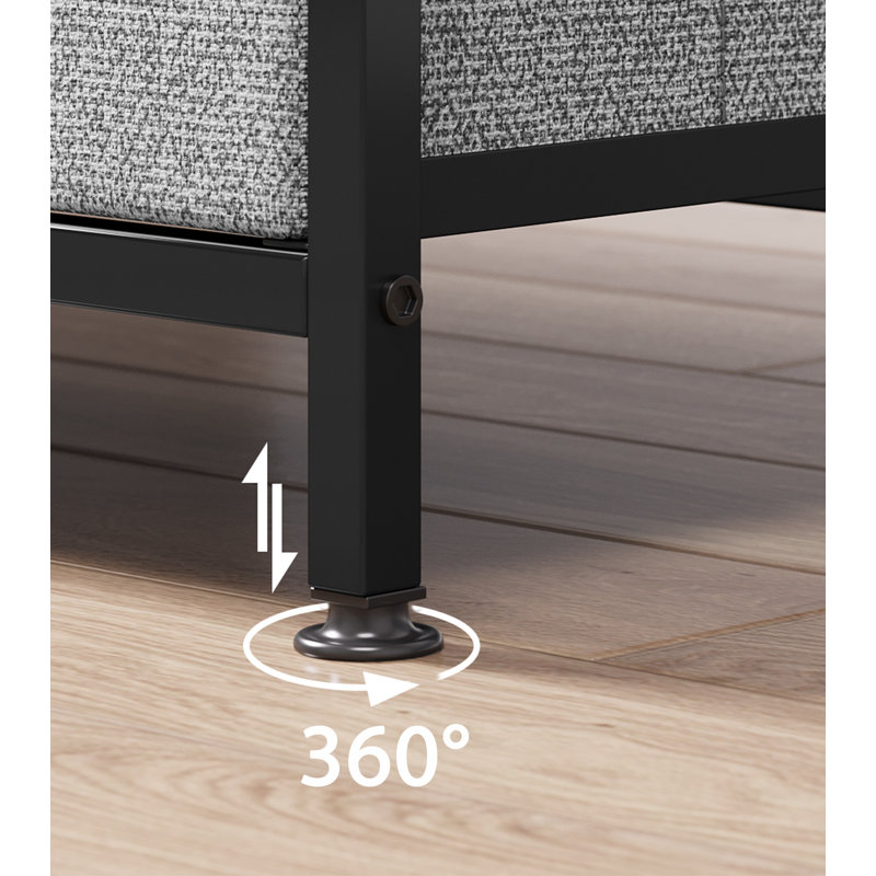Meuble télé avec 3 tiroirs en tissu, Gris