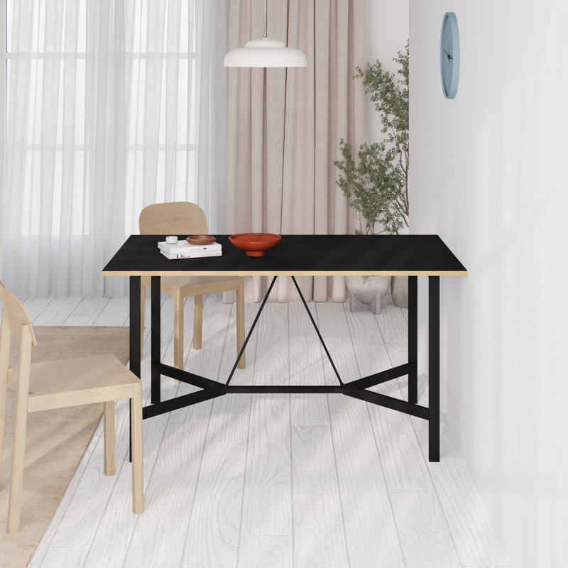 Alvieri Rectangular Dining Table, Sapphire Oak/Black Wood