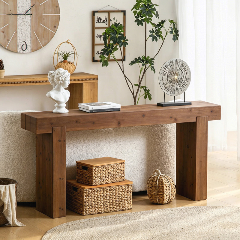 63" Solid Wood Console Table – Rustic Farmhouse Sofa Table for Entryway, Hallway, Espresso