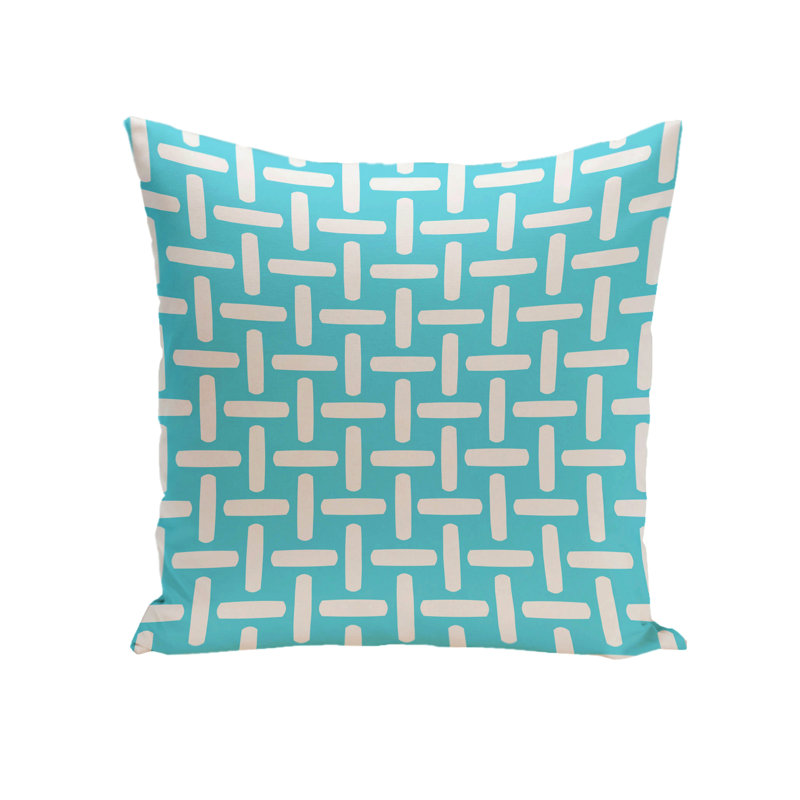 Geometric Reversible Throw Pillow, 18"x18", Turquoise