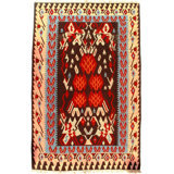 Turkish Wool Southwestern Area Rug in Dark Brown/Ivory/Red