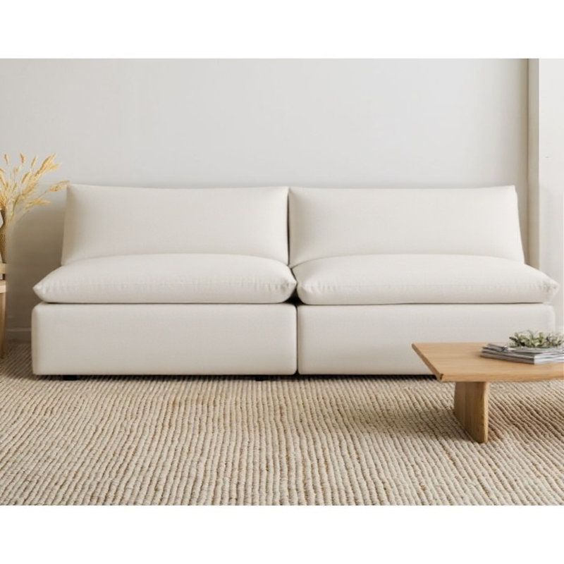 Annabella 2-Piece 81" Upholstered Modular Armless Sofa, Effie Linen Performance Weave