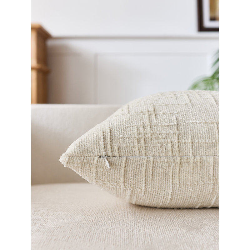 Housses de coussin en chenille texturée, Ivoire ivoire, Square 22"