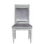 Chaise d'appoint en tissu et platine 2 - Assise fixe, capacité de 100 kg. Profondeur du siège : 51 cm, hauteur : 48 cm. Superbe forme rectangulaire ornée d'incrustations de strass scintillants. Rembourrage moelleux pour le siège et le dossier. Plateau en bois tourné.