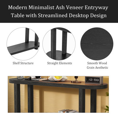 Table d'entrée moderne en placage de frêne minimaliste avec conception de bureau simplifiée, adaptée aux salles d'étude, aux entrées, aux couloirs, aux salons et aux foyers