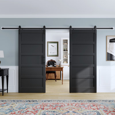 96"H Manufactured Wood Double Barn Door with Installation Hardware Kit