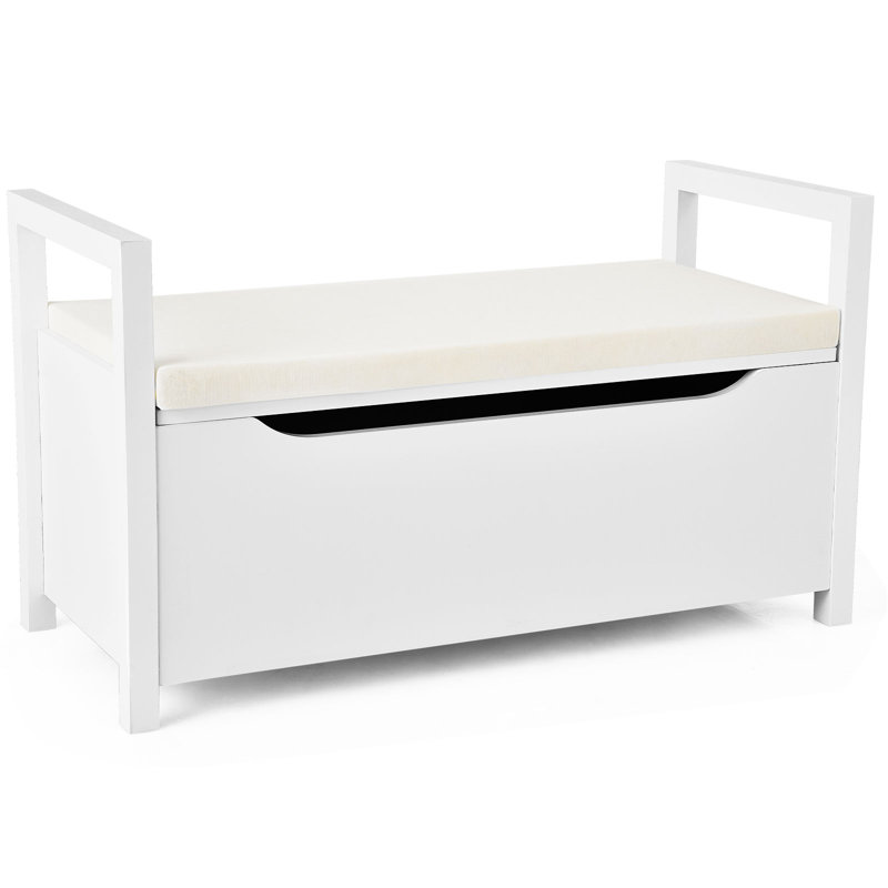 Genghis Upholstered Storage Bench, White